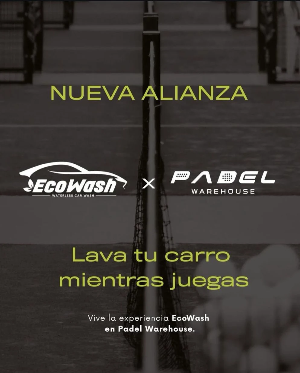 Alianza de EcoWash con Padel Warehouse: lava tu carro mientras juegas
